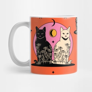 Carpe Noctem Black Cat Pattern in orange Mug